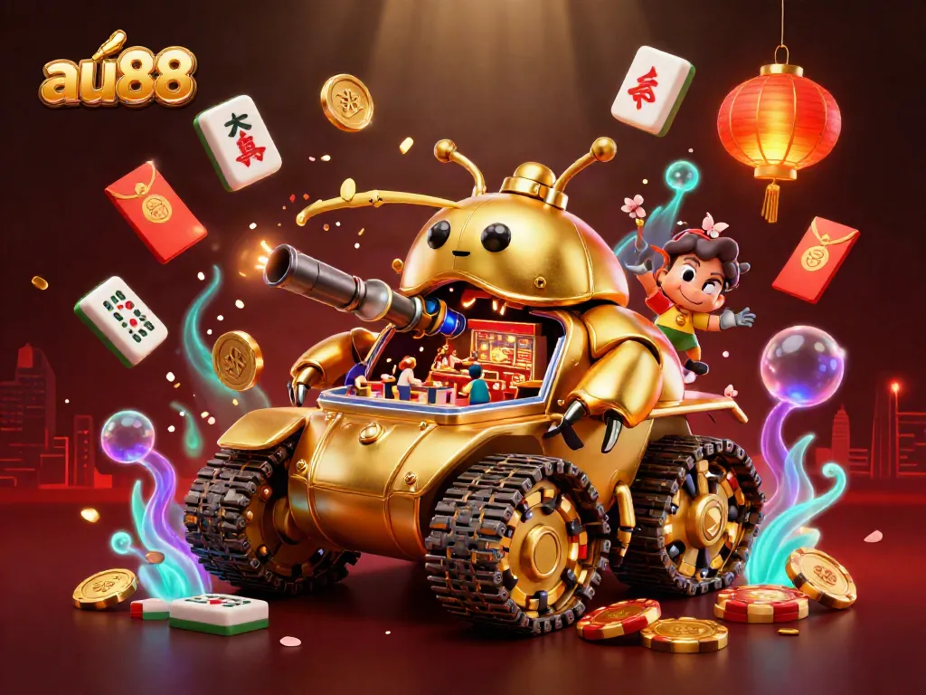 Experience exciting gameplay at au88's miniature casino inside a golden beetle tank.