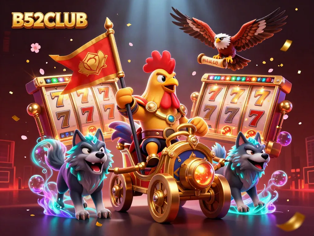Experience thrilling gameplay with B52CLUB at the center of a vibrant casino scene.