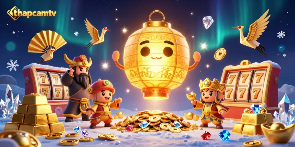 Experience thrilling jackpots at thapcamtv's vibrant casino with enchanting characters and golden treasures.