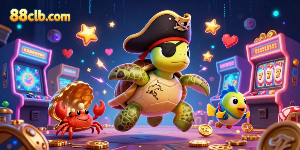 Experience dynamic gaming fun with 88clb-com in a vibrant casino scene featuring unique characters.
