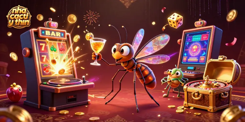 Catch the thrilling action at nha cai uy tin, as a frozen mosquito mascot and trilobite DJ celebrate with dazzling casino elements.