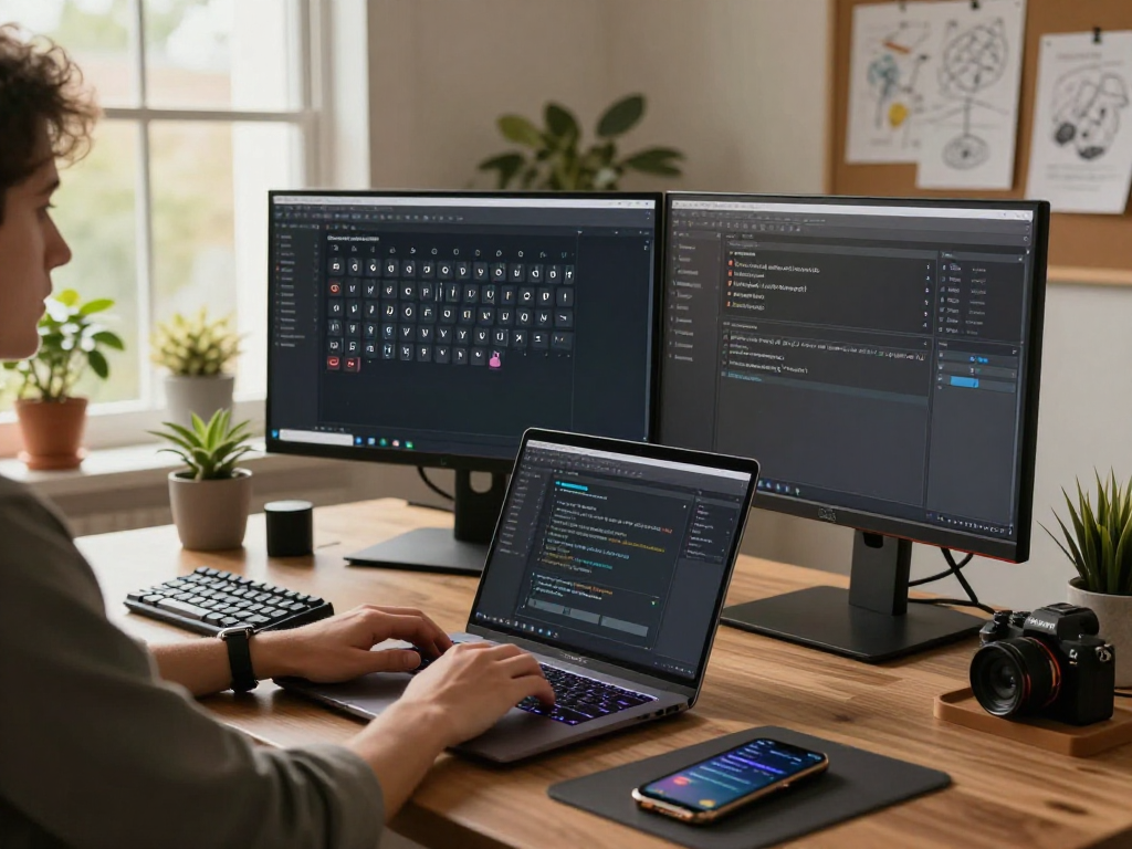 Sogou Pinyin Input Method interface in a modern tech workspace, showcasing productivity and innovation.