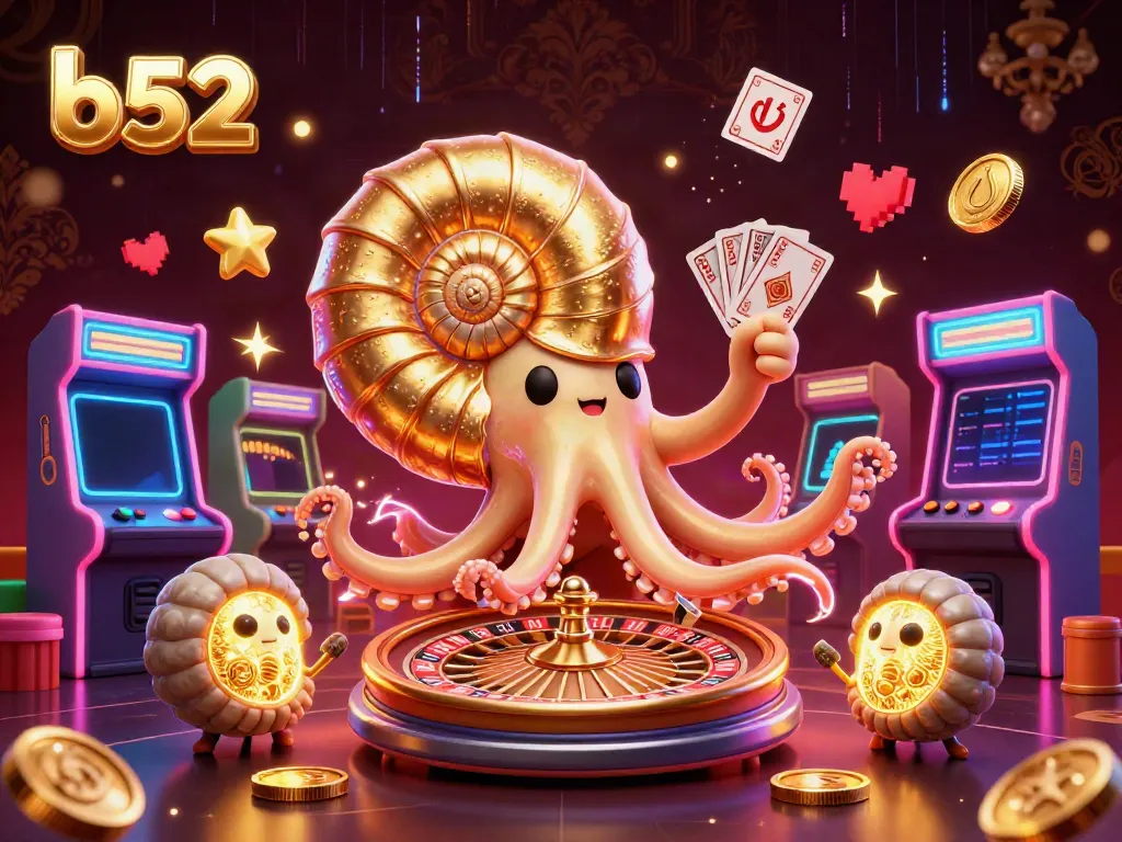 Experience vibrant gaming with b52's giant nautilus and ammonites, embodying online casino excitement.