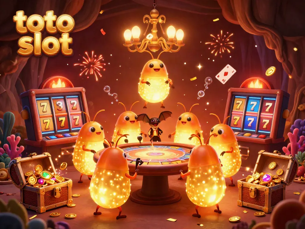 Experience the excitement of toto slot with glowing characters and festive casino elements.