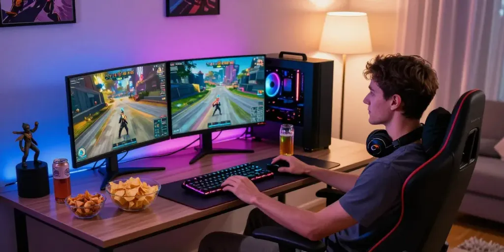 Immerse in the exciting world of kilat404 gaming setup featuring dynamic visuals and ambiance.