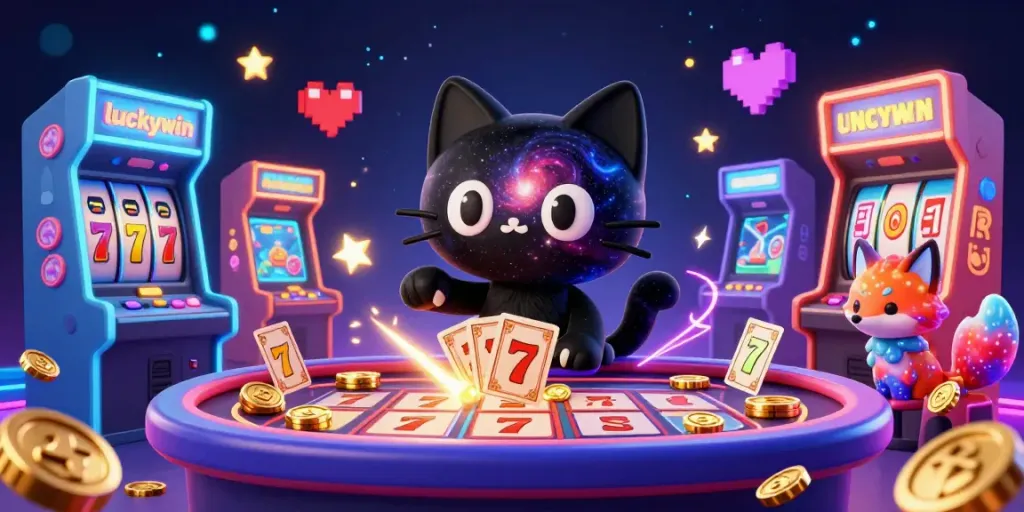Experience thrilling gameplay at luckywin with a vibrant 3D cosmic casino scene featuring captivating characters.