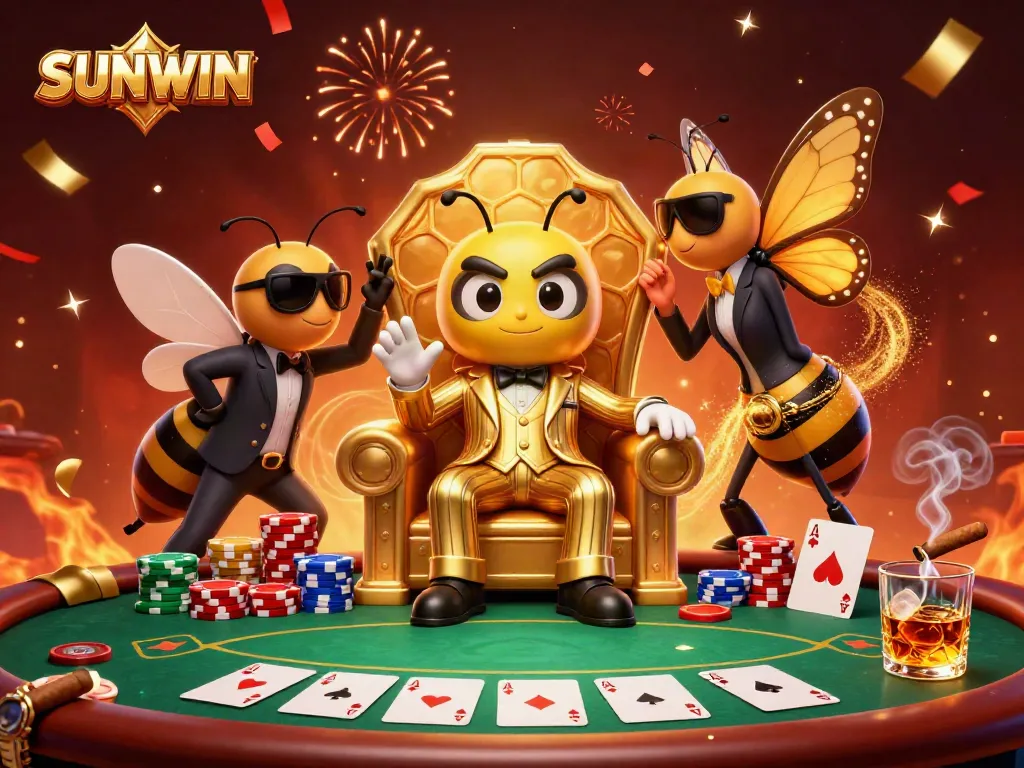 SUNWIN offers thrilling online gaming experiences with this action-packed casino art featuring a bumblebee mob boss.