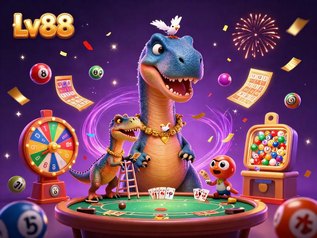 Join the excitement at Lv88 with thrilling games and dynamic elements in a vibrant casino scene.