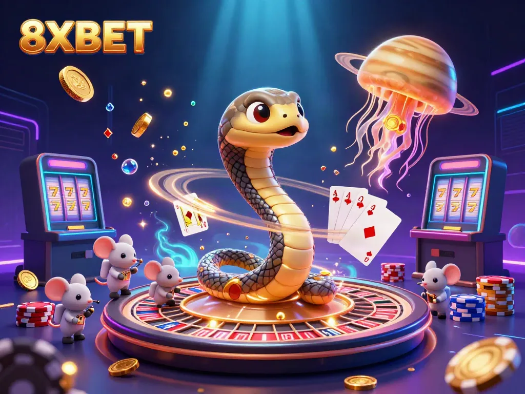 Experience exciting gaming moments with 8XBET in a colorful 3D casino universe