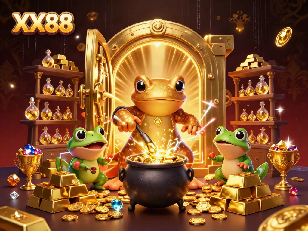 Experience the thrill of winning at XX88 with a golden alchemist converting metals to coins.
