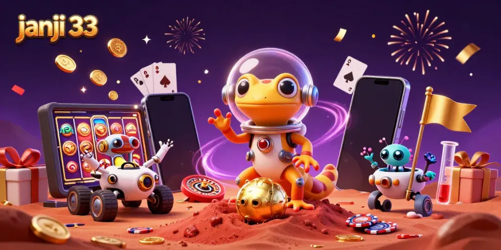 Gecko Mars 3D bermain slot di kasino emas, janji 33 jadi pemenangnya!