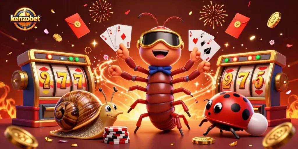 Spin to win with kenzobet's vibrant 3D illustration showcasing exciting gaming options.