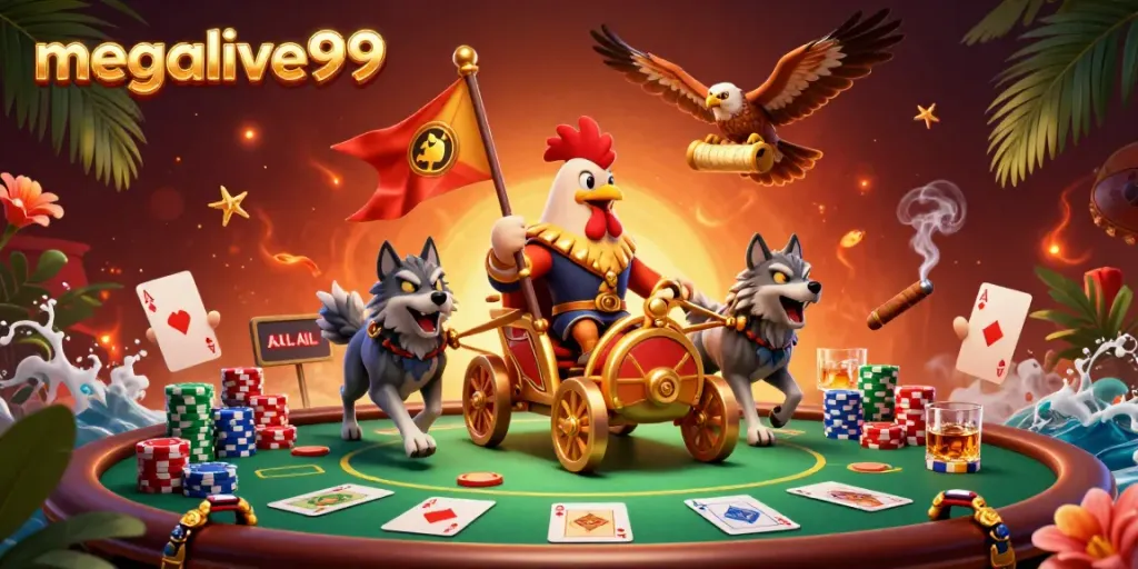 Megalive99 menghidupkan suasana kasino dengan ilustrasi 3D kartun yang kaya akan detail.