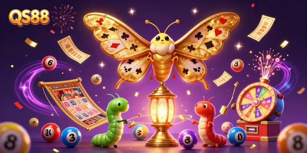 Engage with thrilling QS88 casino offers while enjoying a vibrant 3D digital illustration of games and excitement.