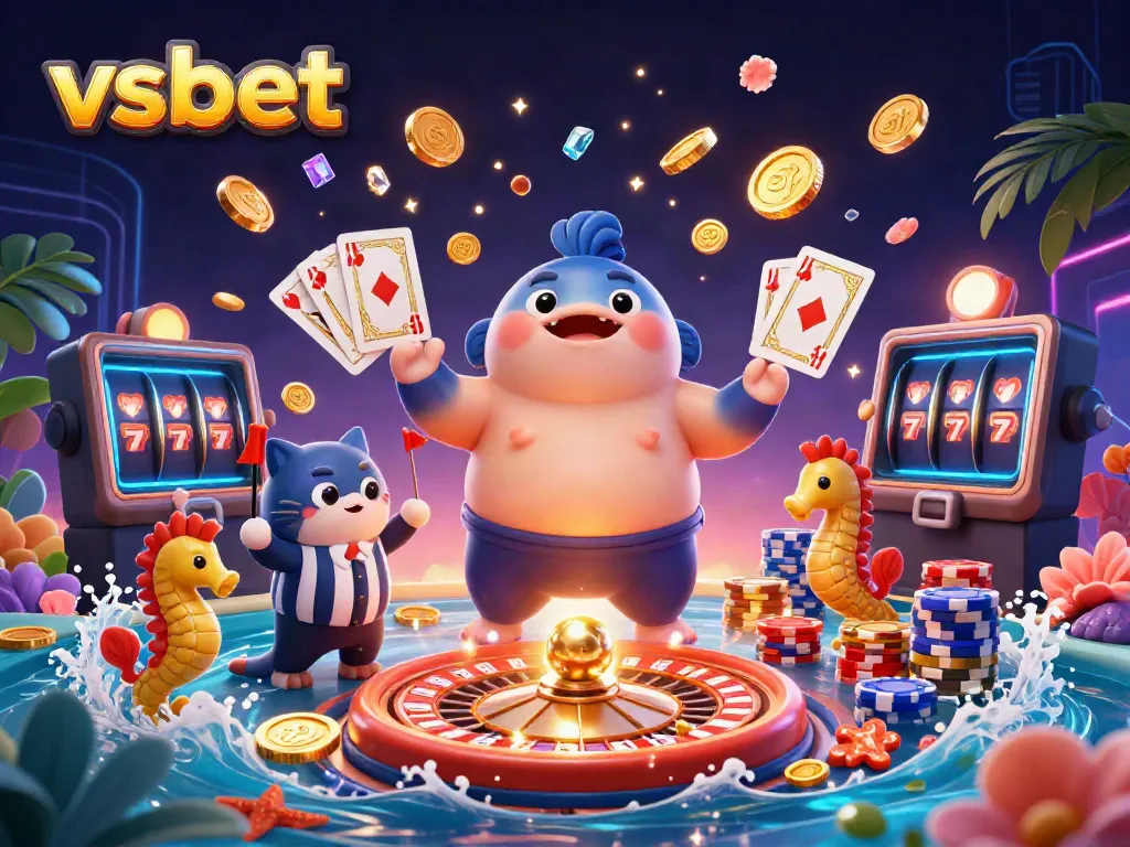Experience the vibrant world of vsbet with a whimsical illustration showing underwater gambling action.