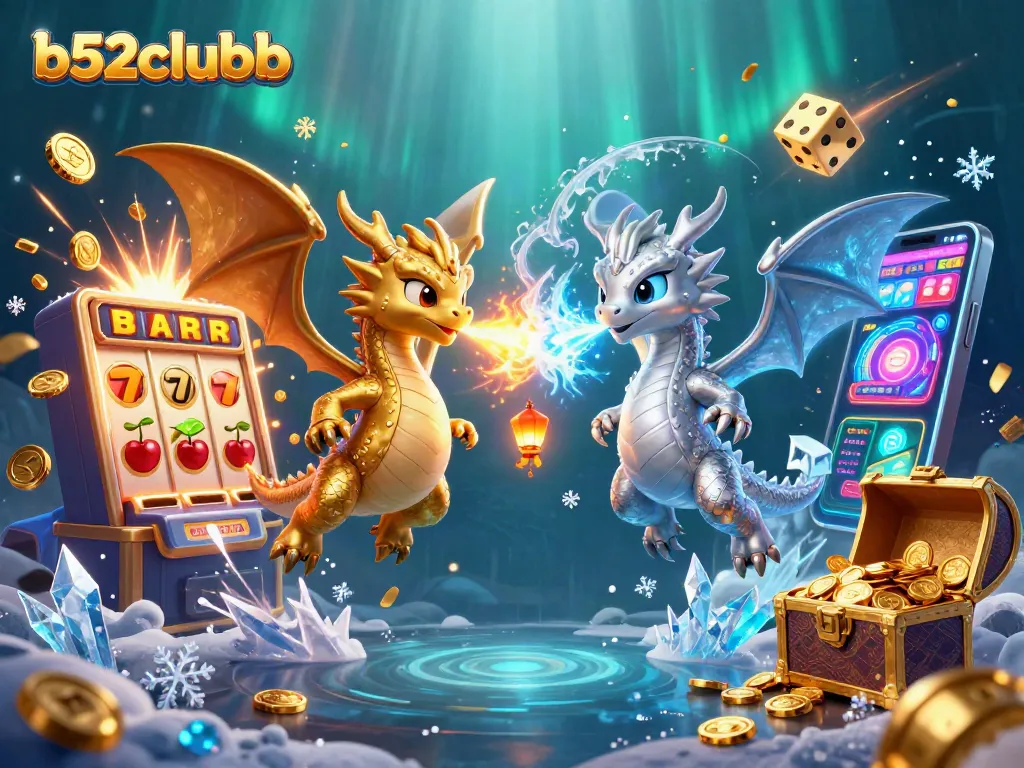 Experience thrilling wins at b52clubb with a vibrant casino scene featuring dynamic dragons and jackpot excitement.