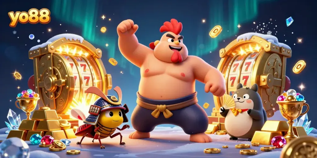 yo88 immerses players in thrilling slot jackpots with vibrant casino characters and dynamic elements.