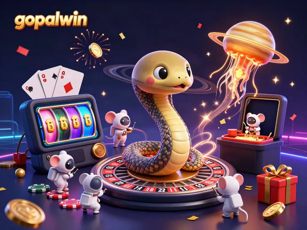 Experience the thrill of gopalwin casino games with colorful illustrations of cosmic characters and vibrant elements.