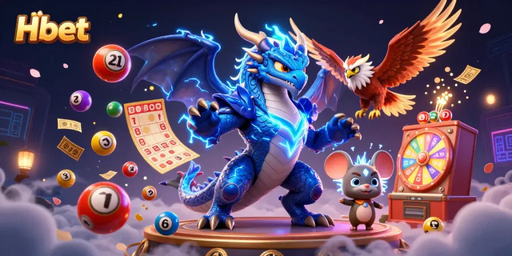 Experience thrilling gameplay with Hbet as cartoon characters gamble amidst vibrant casino elements.