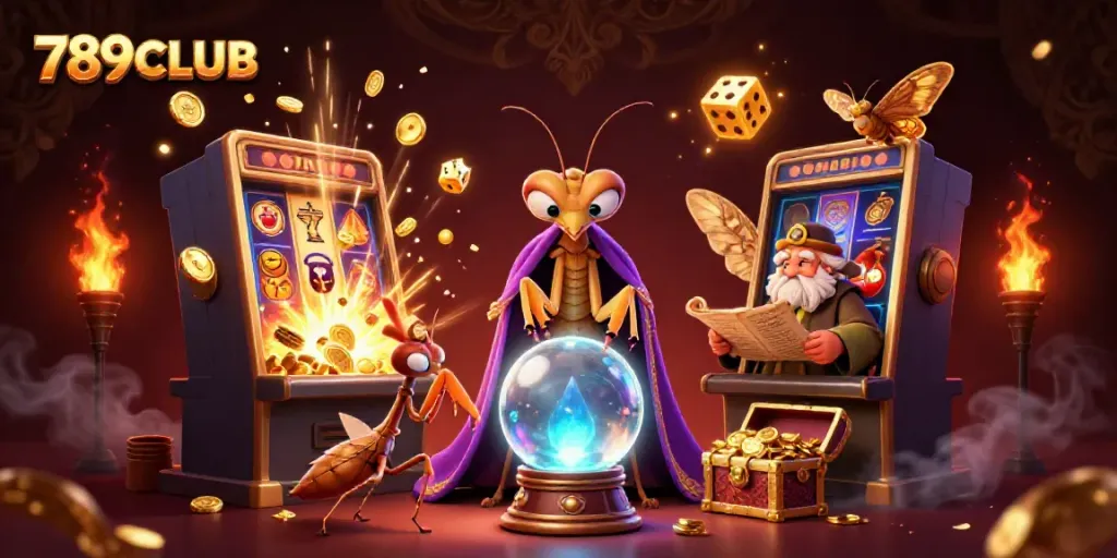 Experience the excitement of 789CLUB with a vibrant casino scene featuring fortune tellers and jackpots.