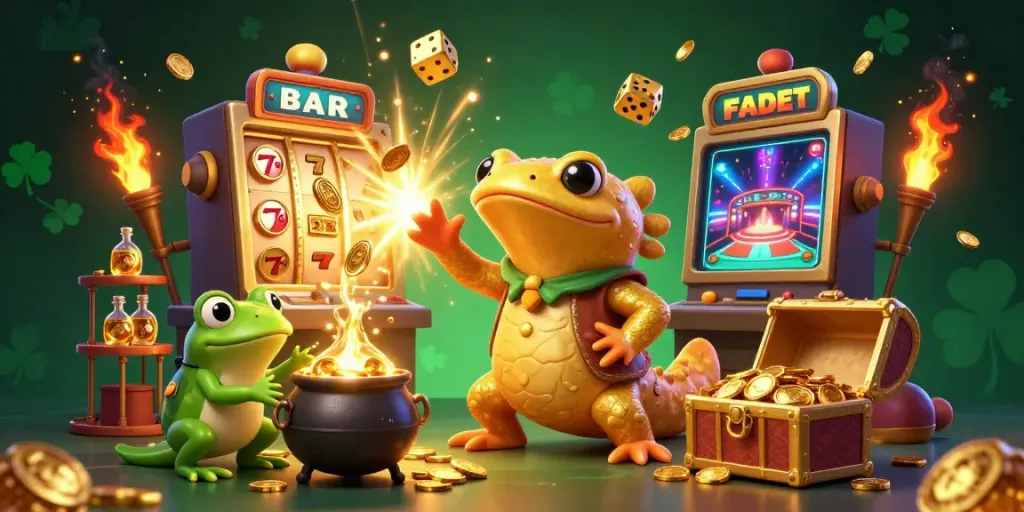Fabet promotes winning strategies with an ultra-detailed 3D casino scene featuring gold coins and games.