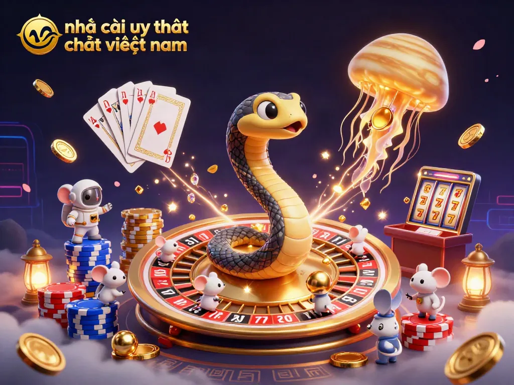 Experience excitement at nhà cái uy tín nhất việt nam with astronaut mice betting around a cosmic roulette wheel.