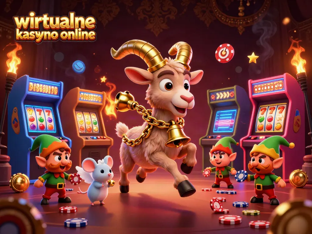 Enjoy vibrant action at wirtualne kasyno online with Krampus, an angel mouse, and gremlins in a festive scene.