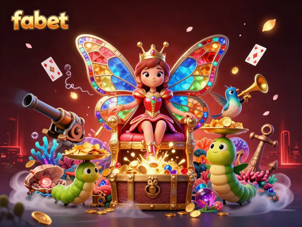 Experience vibrant rewards at fabet with a whimsical, immersive casino-themed illustration.