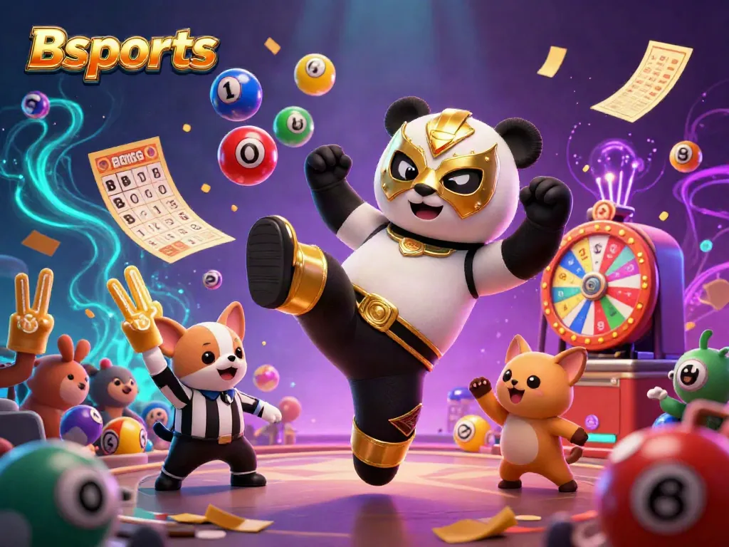 Engage in thrilling action with Bsports, featuring a panda wrestler and exciting lottery elements.