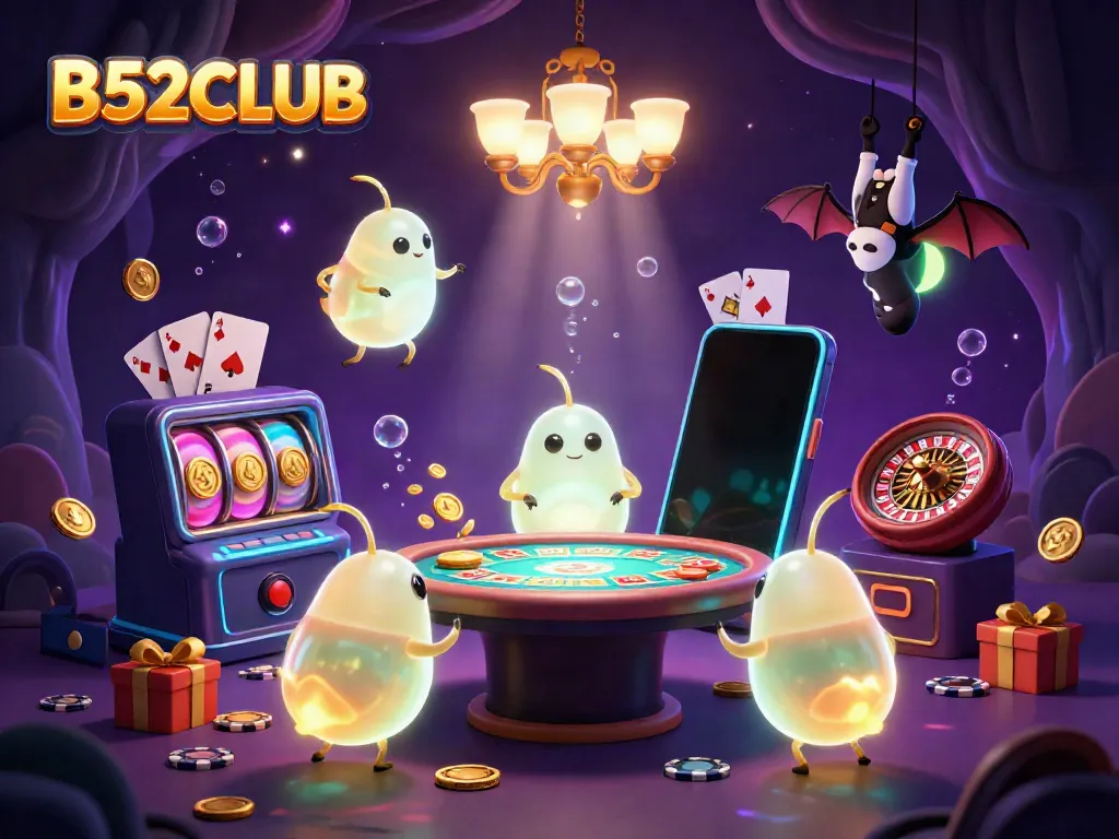 Experience B52CLUB's vibrant casino scene with glowworms lighting the action.