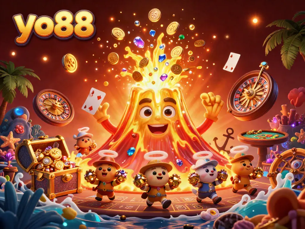 Experience the thrill of yo88 as the volcano erupts with treasure and gaming excitement.