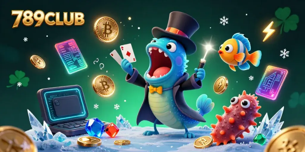 Engage with the vibrant magic of 789CLUB featuring whimsical sea creatures performing in a casino atmosphere.