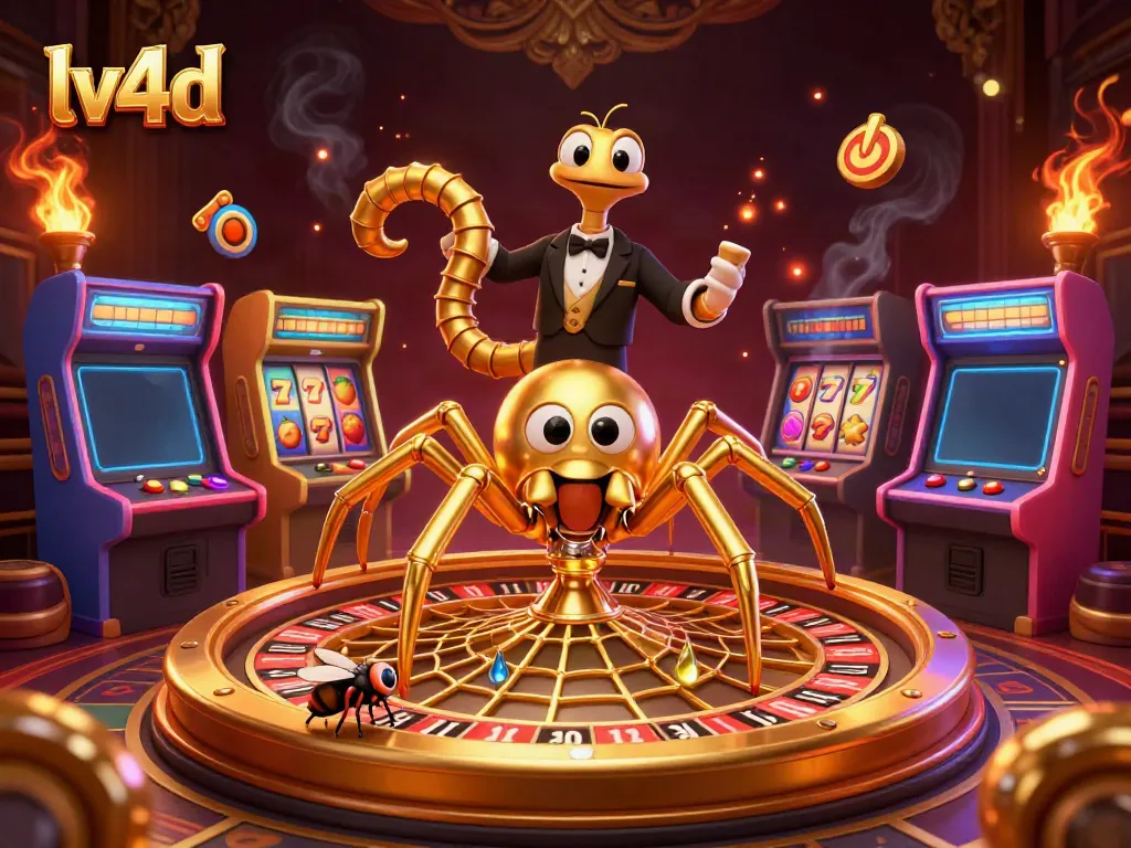 Engage in thrilling gameplay with lv4d's vibrant casino elements in this dynamic illustration.