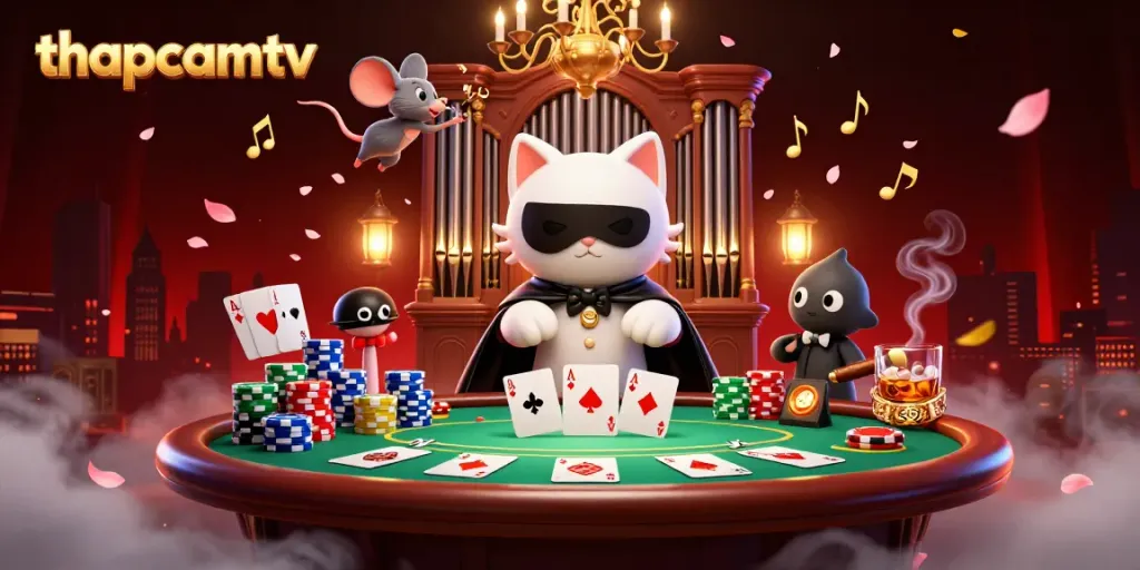 Experience the thrill of thapcamtv with 3D cartoon characters surrounded by vibrant casino elements, showcasing engaging gameplay.