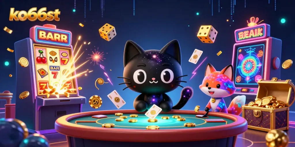 Engage with the cosmic appeal of ko66st as the black hole cat draws in casino riches and celestial excitement.