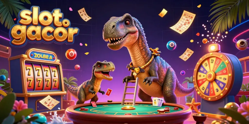 Menangkan jackpot besar di slot gacor dengan karakter unik seperti brontosaurus dan raptor di kasino.