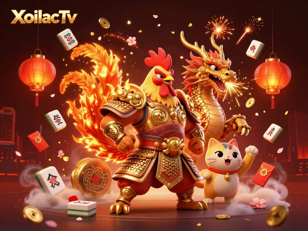 Experience the excitement of betting at XoilacTv with dynamic gaming characters and vibrant casino elements.