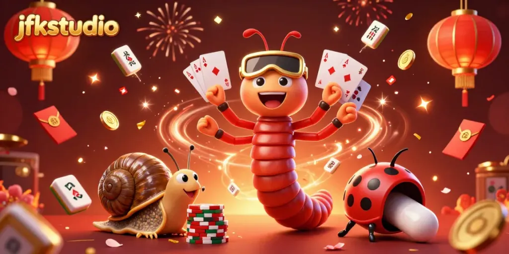 Engage in thrilling casino action with jfkstudio's vibrant illustration featuring a millipede dealer.