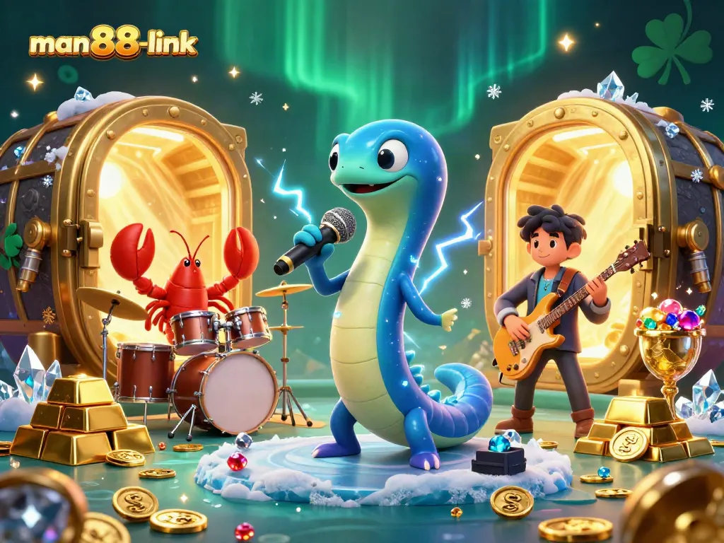 Experience the thrilling vibes of man88-link's underwater casino adventure with vibrant characters and treasures.
